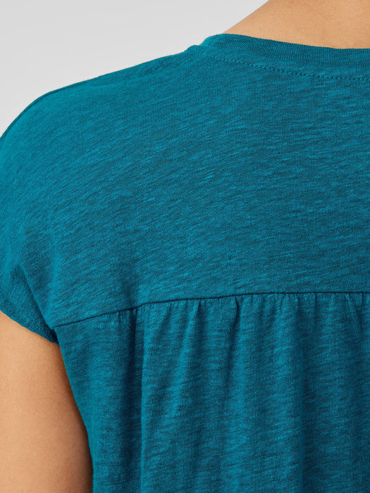 Organic Linen Jersey Shirred-Back Top
