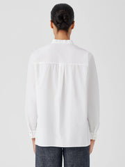 Washed Organic Cotton Poplin Band Collar Shirt