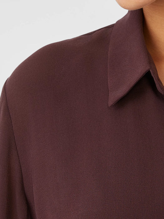 Silk Georgette Crepe Classic Collar Shirt