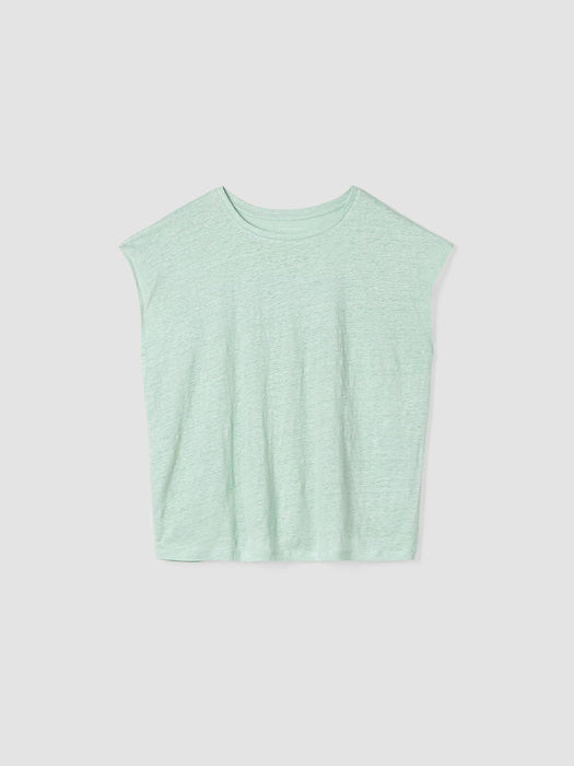 Organic Linen Jersey Shirred-Back Top