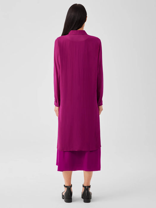 Sheer Silk Georgette Classic Collar Long Shirt
