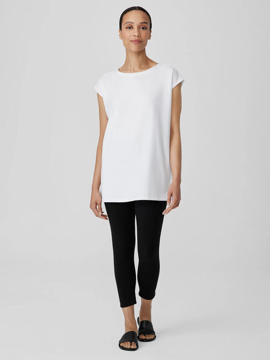 Pima Cotton Stretch Jersey Bateau Neck Long Top