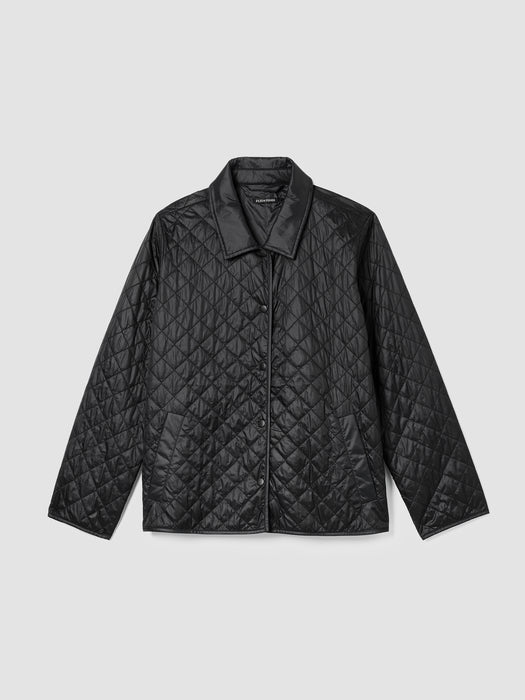 Eggshell Recycled Nylon Classic Collar Coat