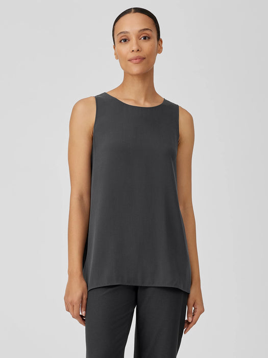 Silk Georgette Crepe&nbsp;Ballet Neck Long Tank