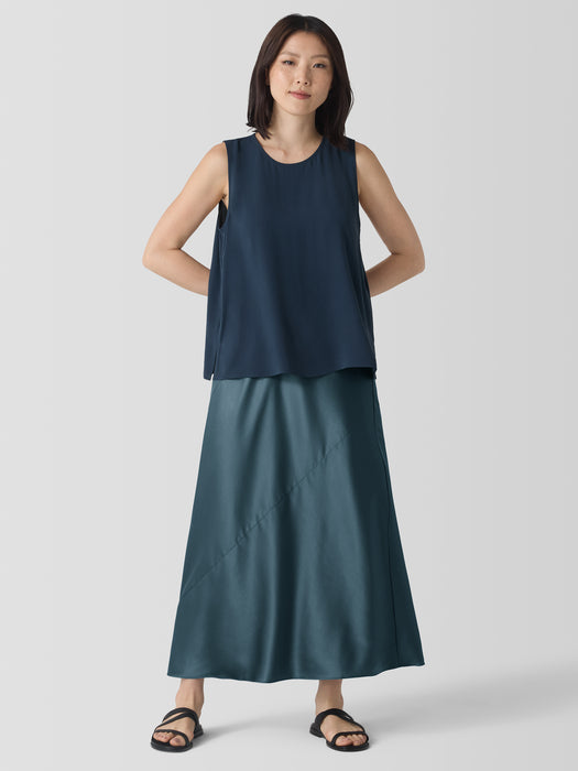 Stretch Silk Charmeuse Bias Skirt