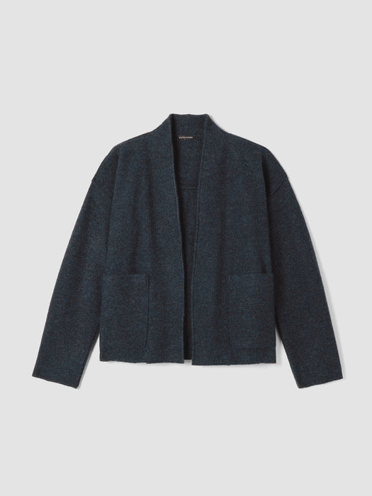 Lightweight Boiled Wool High Collar Jacket in Regenerative Wool