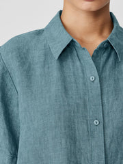 Washed Organic Linen D&eacute;lav&eacute; Short-Sleeve Shirt