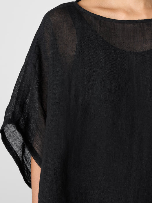 D&eacute;lav&eacute; Organic Linen Gauze Bateau Neck Poncho