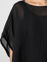 D&eacute;lav&eacute; Organic Linen Gauze Bateau Neck Poncho