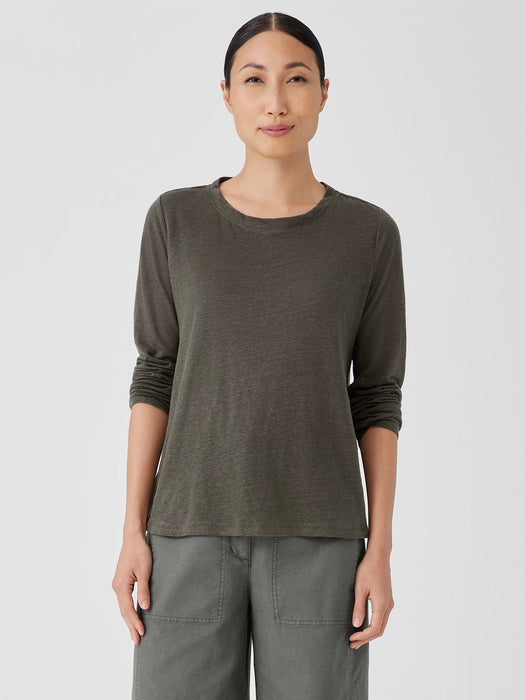 Organic Linen Jersey Crew Neck Top