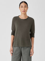 Organic Linen Jersey Crew Neck Top