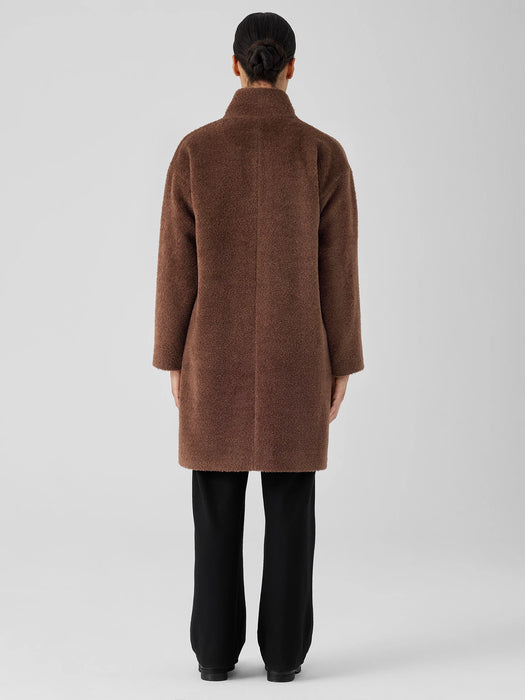 Sheared Suri Alpaca Stand Collar Coat