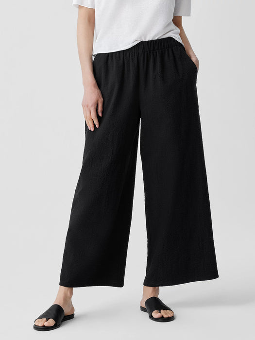 Organic Cotton Ripple&nbsp;Wide-Leg Pant