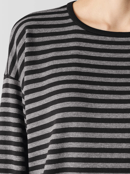 Striped Cozy Brushed Terry Long Box-Top