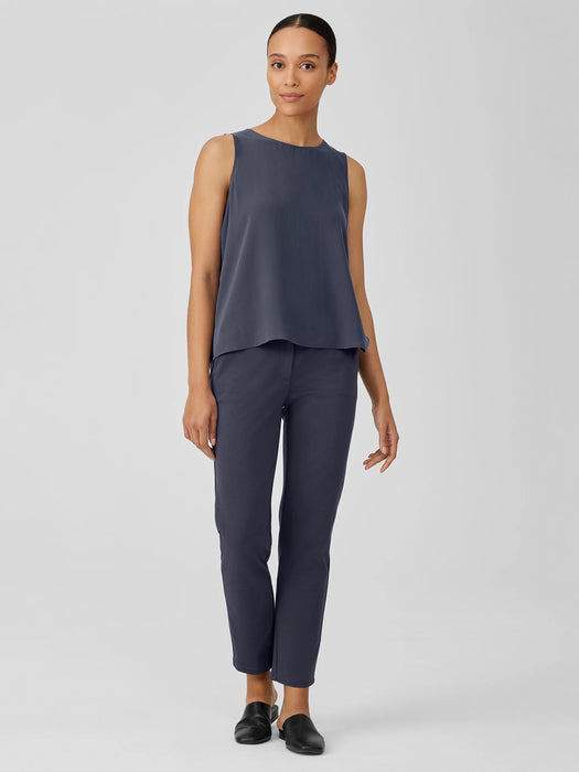 Silk Georgette Crepe Jewel Neck Tank
