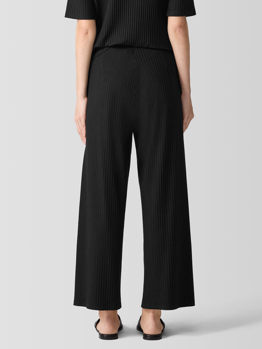 Textured Stretch Rib&nbsp;Wide-Leg Pant