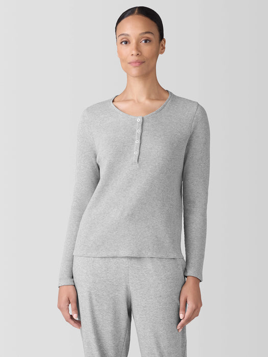 M&eacute;lange Organic Cotton Waffle Henley Sleep Top
