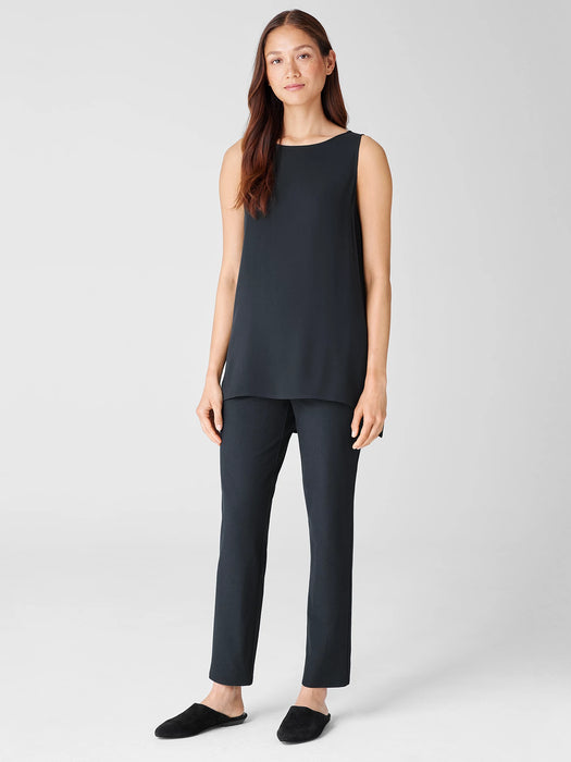 Silk Georgette Crepe Bateau Neck Tank