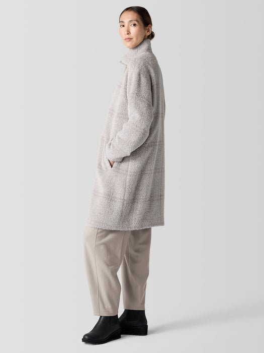 Luxe Alpaca Windowpane Stand Collar Coat