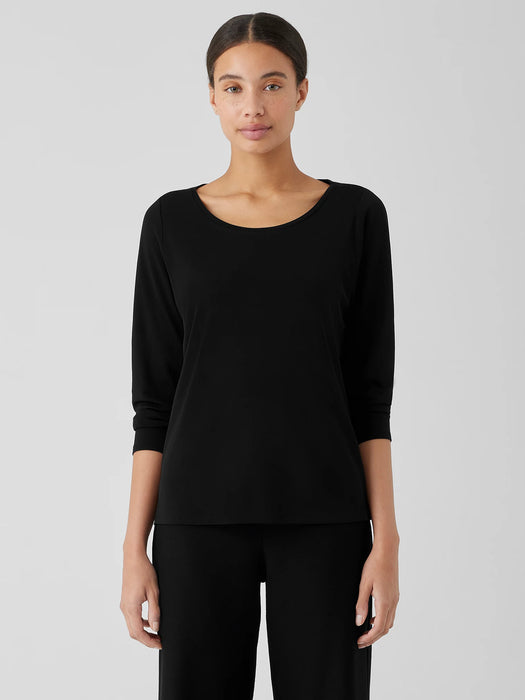 Stretch Silk Jersey Scoop Neck Top