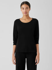 Stretch Silk Jersey Scoop Neck Top