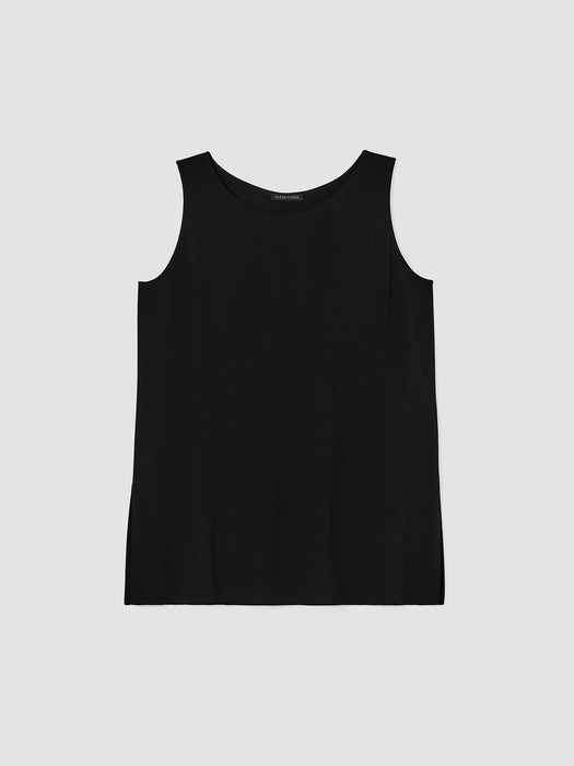 Silk Georgette Crepe&nbsp;Ballet Neck Long Tank