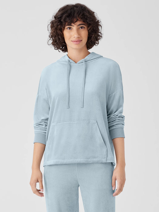 Cozy Velour Knit Hooded Top