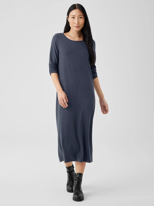 Stretch Jersey Knit Jewel Neck Dress