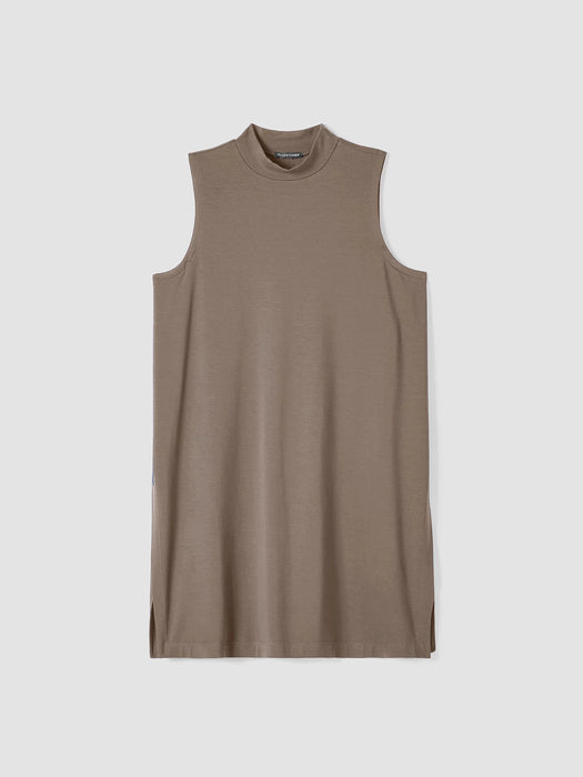 Stretch Jersey Knit Mock Neck Long Tank