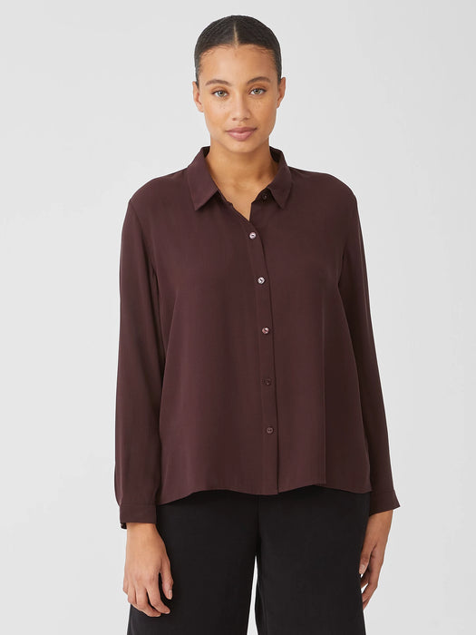 Silk Georgette Crepe Classic Collar Shirt