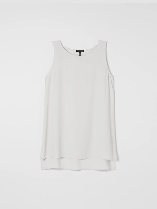 Silk Georgette Crepe Bateau Neck Tank