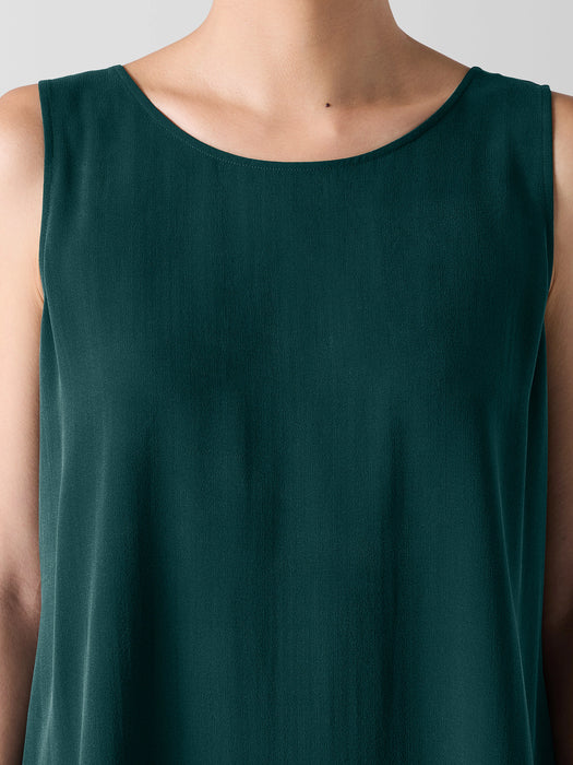 Silk Georgette Crepe&nbsp;Ballet Neck Long Tank