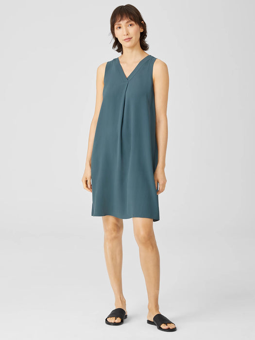 Silk Georgette Crepe Pleated Dress