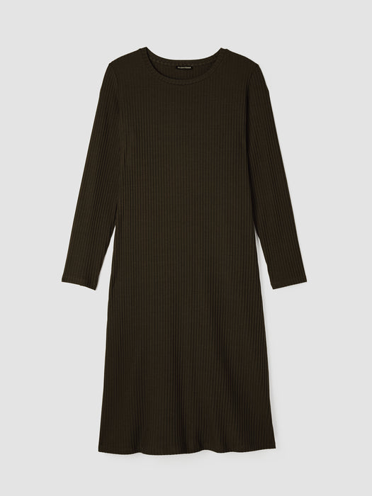 Textured Stretch Rib Crew Neck Dress