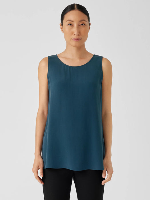 Silk Georgette Crepe&nbsp;Ballet Neck Long Tank