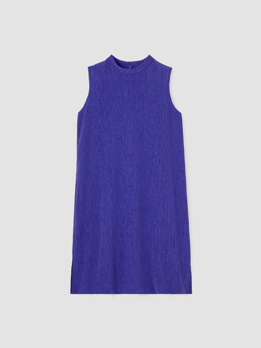 Woven Pliss&eacute; Mock Neck Dress