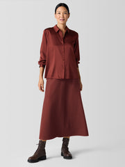 Stretch Silk Charmeuse&nbsp;Classic Collar Shirt