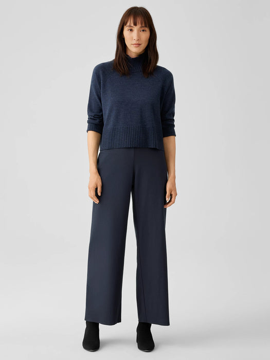 Washable Stretch Crepe High-Waisted Wide Pant