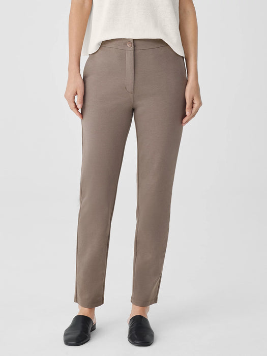 Cotton Blend Ponte High-Waisted Slim Pant