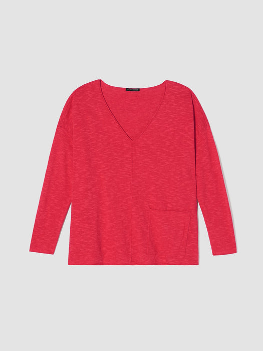 Organic Linen Cotton Slub V-Neck Top