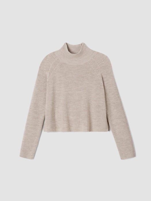 Merino Cropped Turtleneck Top in Regenerative Wool