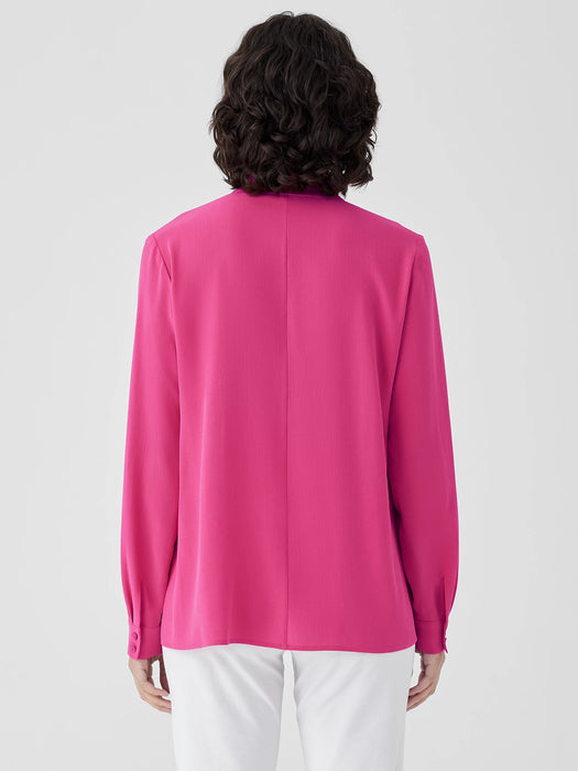 Silk Georgette Crepe V-Neck Top
