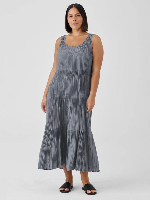 Crushed Silk Tiered Dress