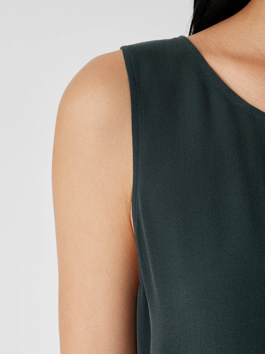 Silk Georgette Crepe&nbsp;Ballet Neck Long Tank