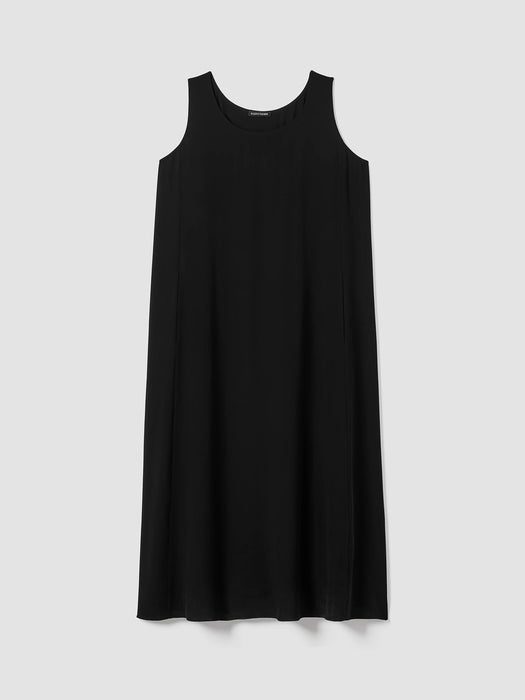 Silk Georgette Crepe Scoop Neck Dress