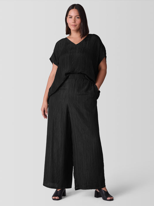 Textured Silk Jacquard Wide-Leg Pant