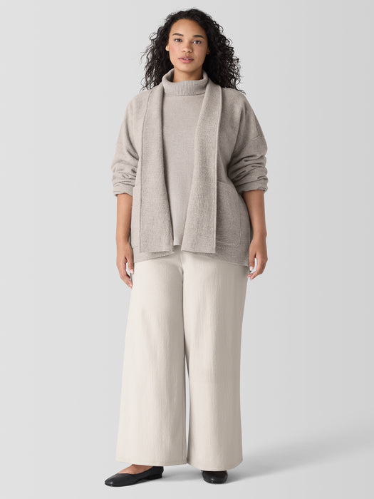 Lightweight Boiled Wool High Collar Jacket in Regenerative Wool