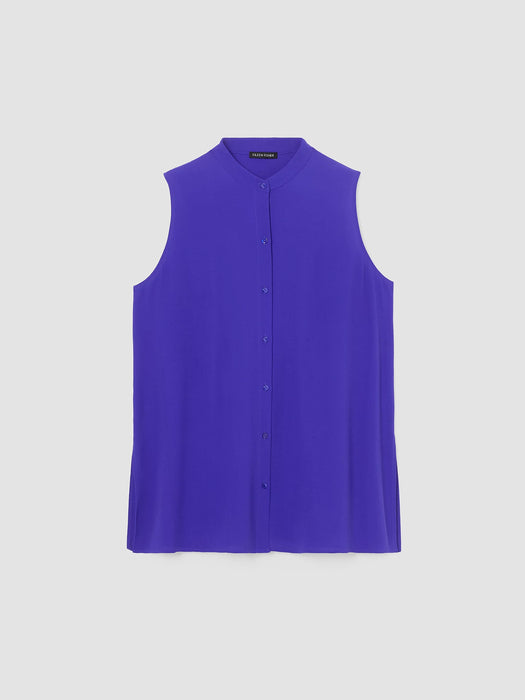 Silk Georgette Crepe Sleeveless Shirt