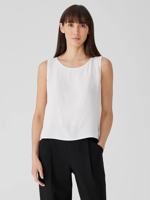Silk Georgette Crepe Ballet Neck Tank