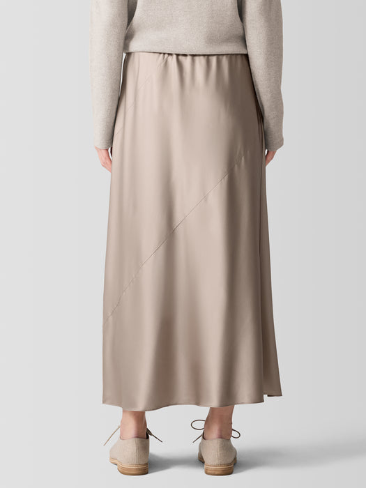 Stretch Silk Charmeuse Bias Skirt